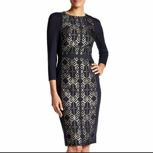 Ted Baker London Metallic Geometric Sheath Dress